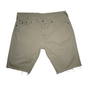 True Religion Men’s Straight Cutoff Shorts Khaki Tan Denim Size 40